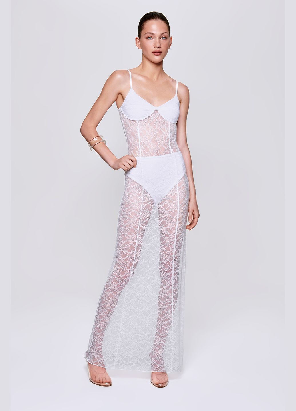 Спідниця максі мереживна 842 Papaya (346084588)