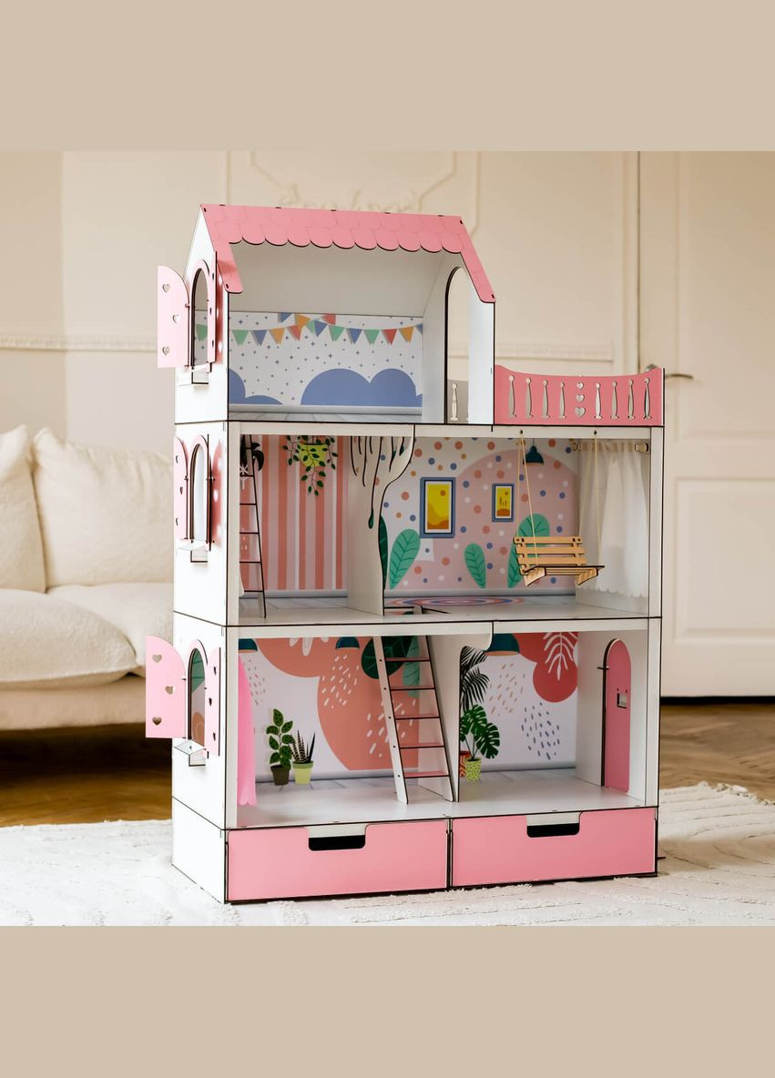 Кукольный домик для Барби Люкс розовый (kdb005) NestWood (303632987)