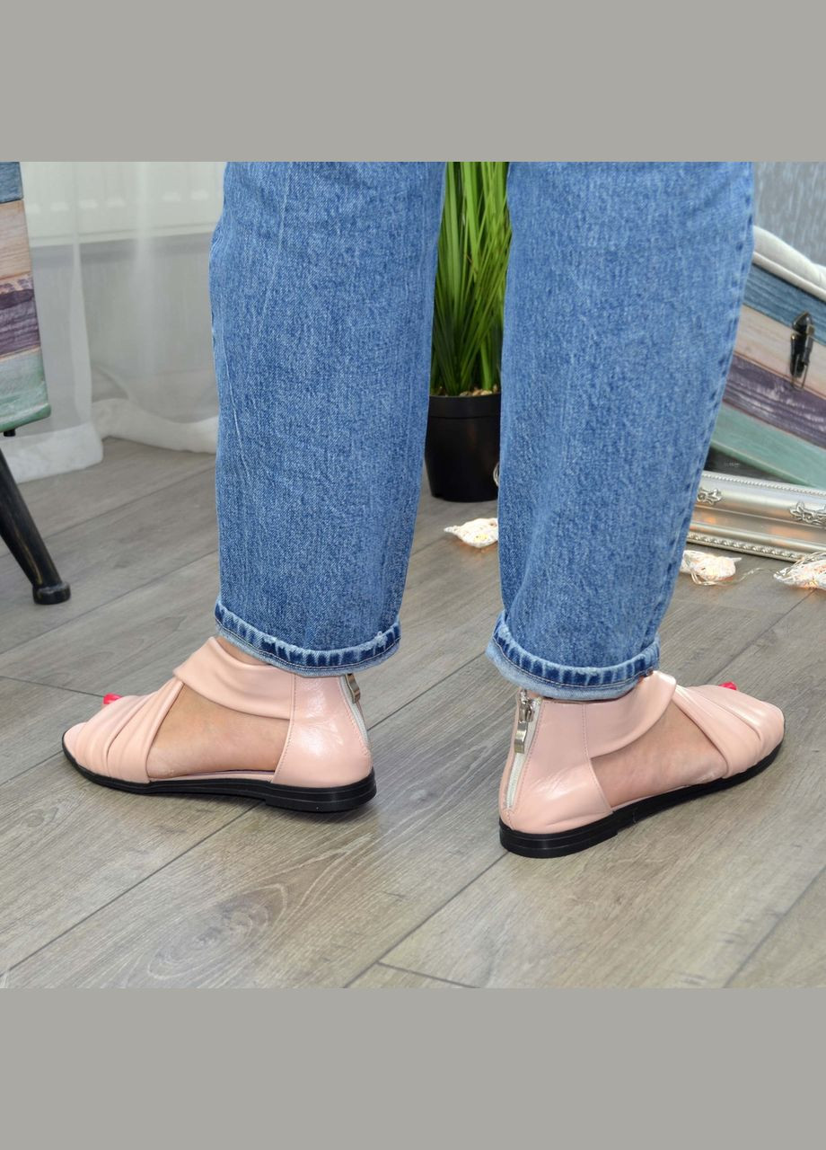 Пудровые босоножки кожаные женские римлянки, цвет пудра. 41 размер Vasha para на молнии