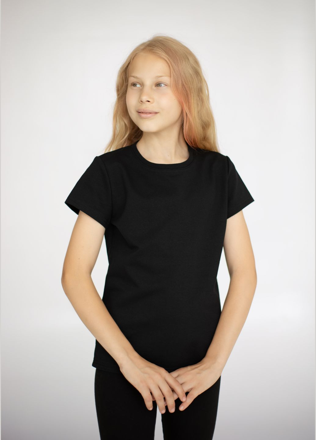 Черная летняя футболка детская "black&white" из двунитки чона No Brand