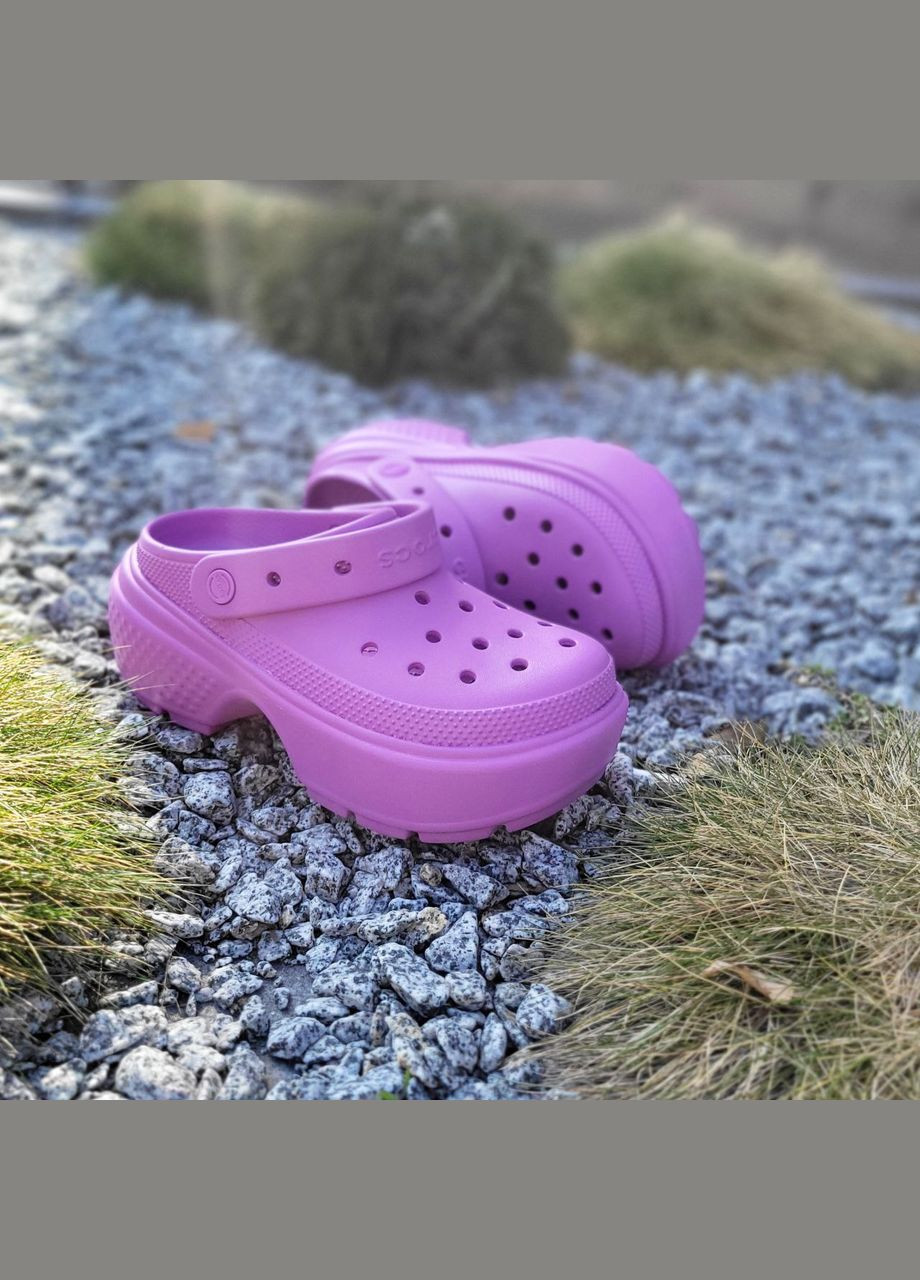 Сиреневые stomp clog кроксы унисекс на платформе, сабо с ремешком, оригинал Crocs