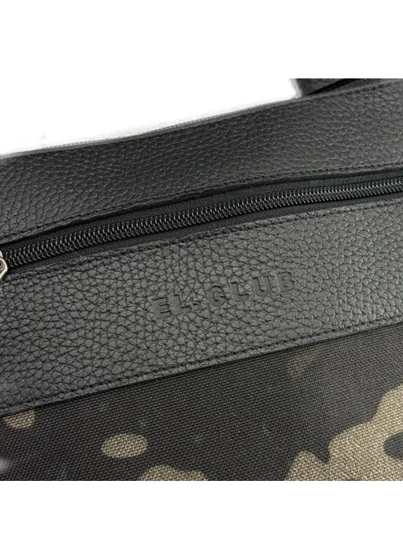 Мужская текстильная сумка с кожаными вставками через плечо, материал Кордура, цвета черный мультикам. El.Club 8010523 (370286718)