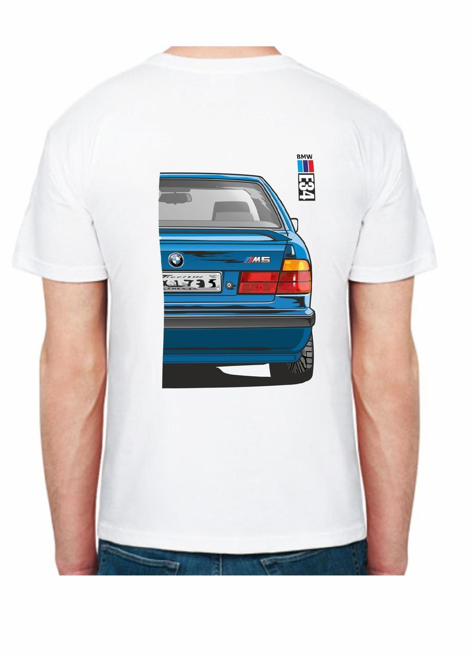 Белая мужская футболка с принтом bmw e34 motorsport fr 207334 белая Avtolife