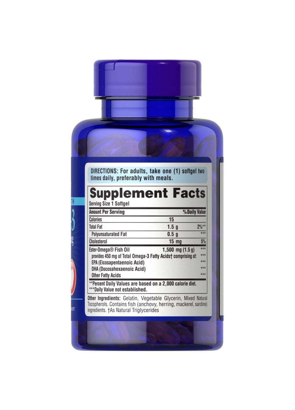 Жирные кислоты Omega 3 Fish Oil 1500 mg Extra Strength, 60 капсул Puritans Pride (295898427)