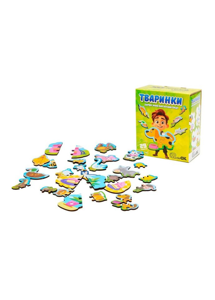 Дерев'яний магнітний пазл "Тваринки" Puz-22930, 35 елементів No Brand (330602484)