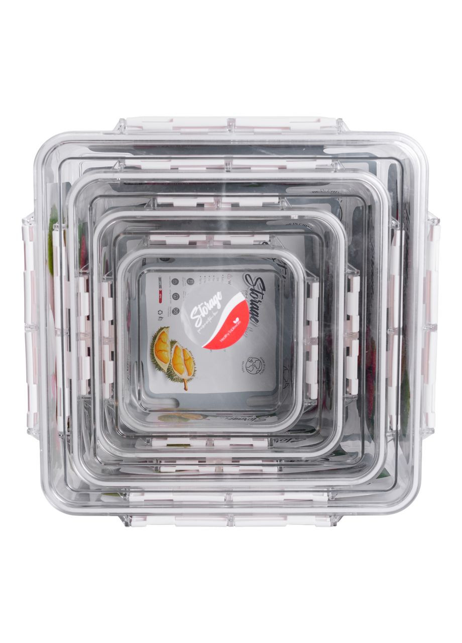 Набір контейнерів для їжі 4 шт 0,7л 1,7л 3,3л 5,7л л герметичні прозорі для зберігання продуктів ProDobro (364190996)