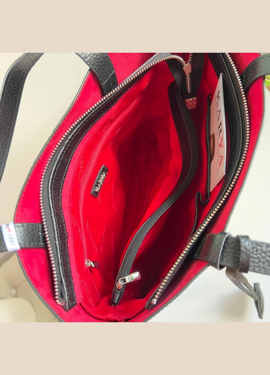 Сумка-шопер жіноча натуральна шкіра Туреччина з довгими ручками червона Karya (348357388)