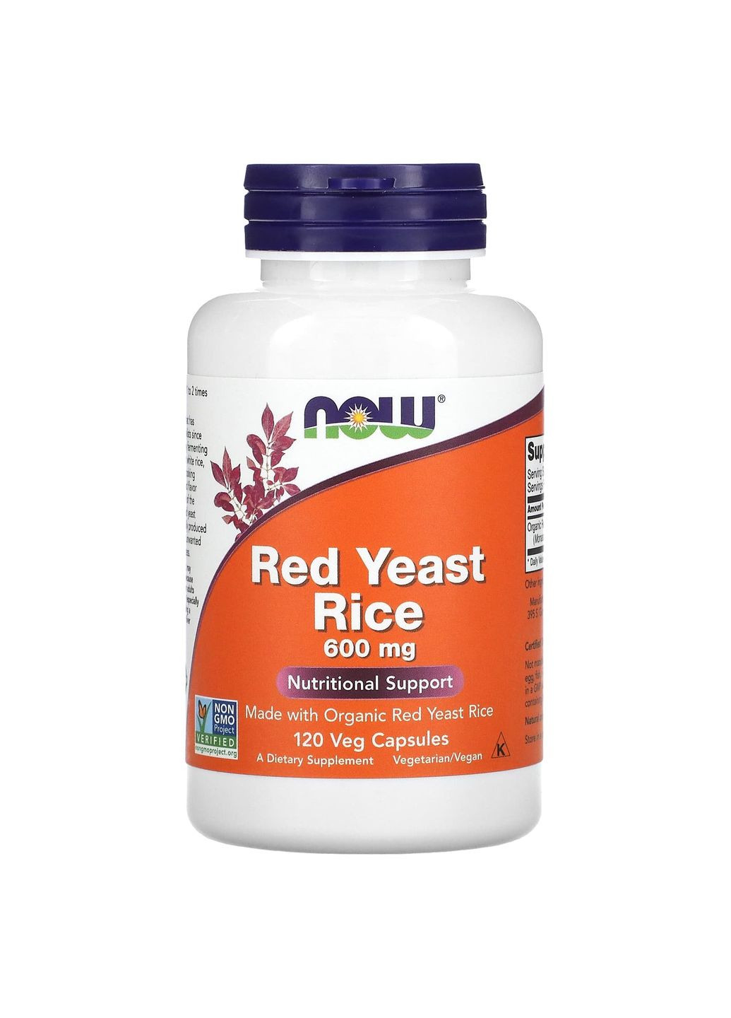 Красный дрожжевой рис, Red Yeast Rice,, 1200 мг, 120 вегетарианских капсул (600 мг в капсуле) Now Foods (362369114)
