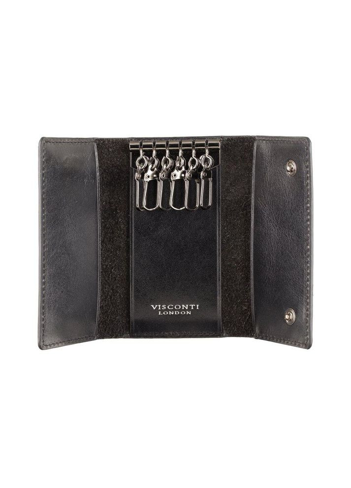 Чёрная кожаная ключница ENZ76 BLK Dino (Black Shadow) Visconti (303831879)