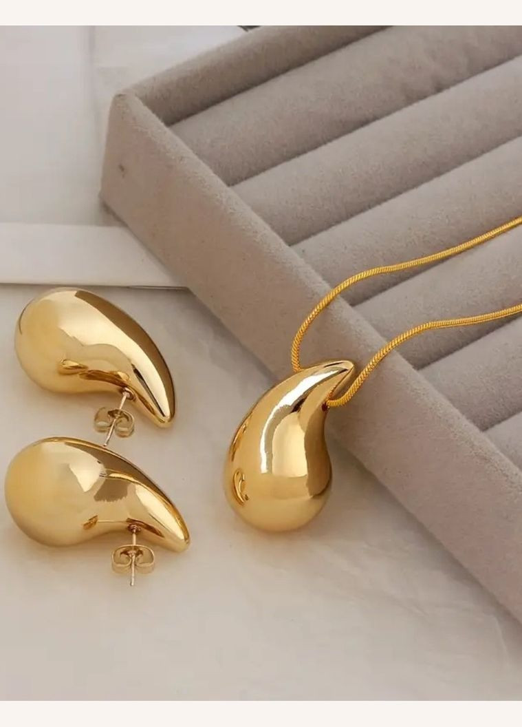Набір кулон на ланцюгу та сережки краплі, 1182 Fashion Jewelry (341734775)
