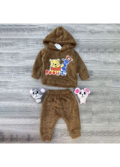 Детский теплый костюм для мальчика Pooh с худыми и брюками коричневый флисовый Aist (362270365)