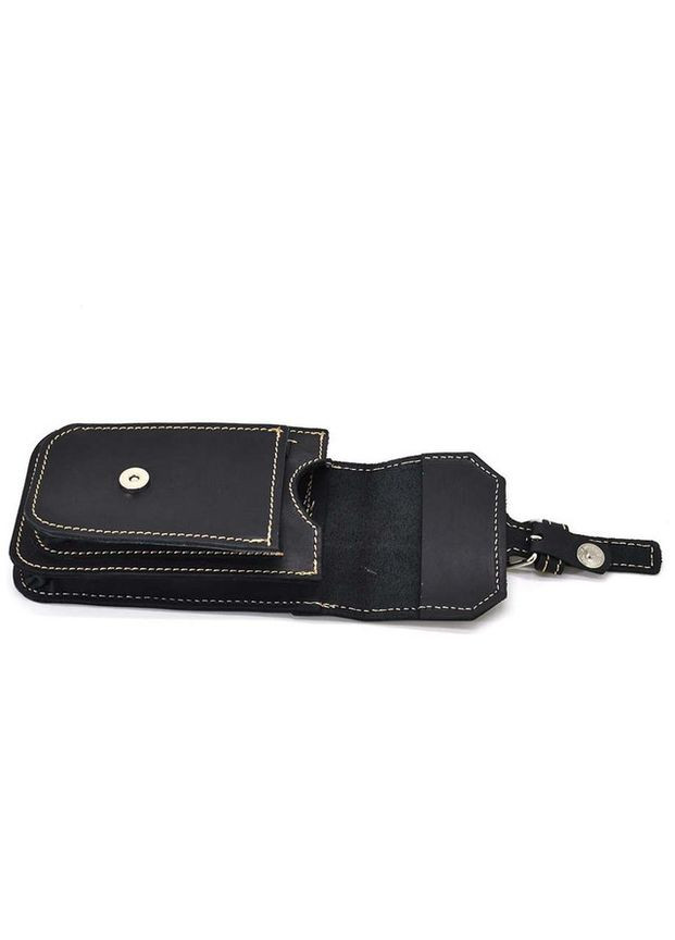 Сумка поясная на ремень мужская из натуральной кожи маленькая Черный 35143 TARWA (333300008)