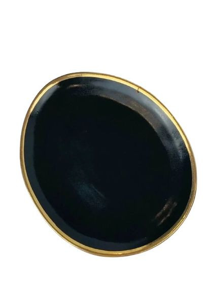 Тарілка овальна Graphite Gold ГГ-161 22х26 см чорна Декор Кераміка (347229859)