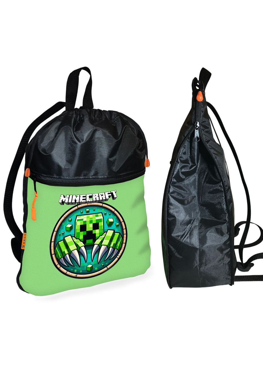 Рюкзак-мешок для обуви,спортивной формы Майнкрафт "Minecraft" детская сумка для сменки с расширителем (1453) No Brand (325450298)