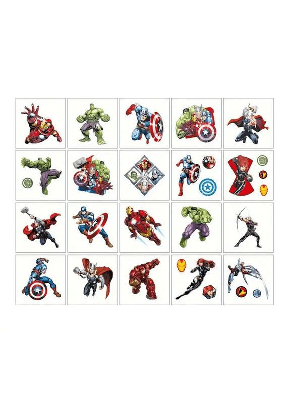 Набір тимчасових татуювань "Супергерої міні" superheroes-20-01 розмір 5х5 см Fresh Tattoo (341536950)
