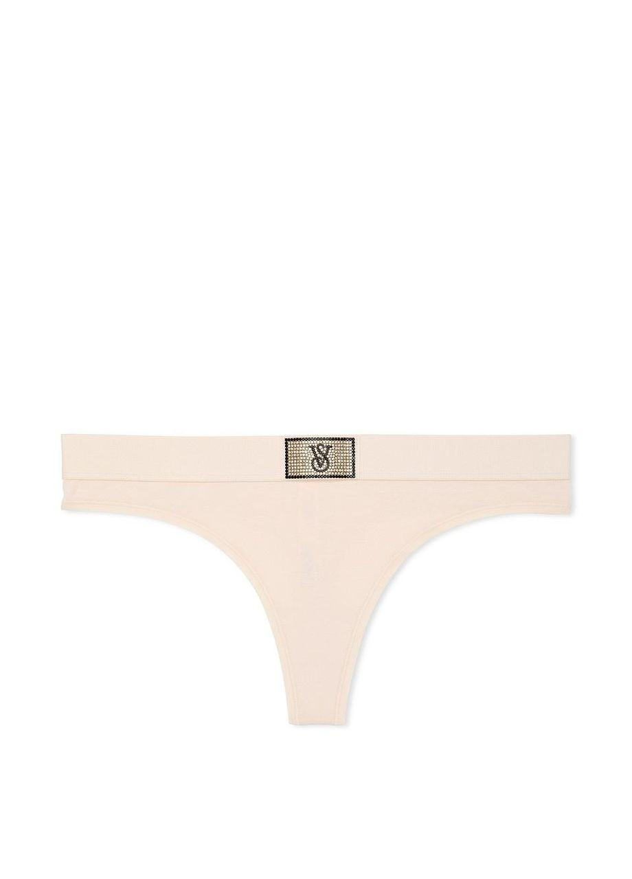 Жіночі трусики Cotton Shine Patch стрінги бежеві Victoria's Secret (316464768)