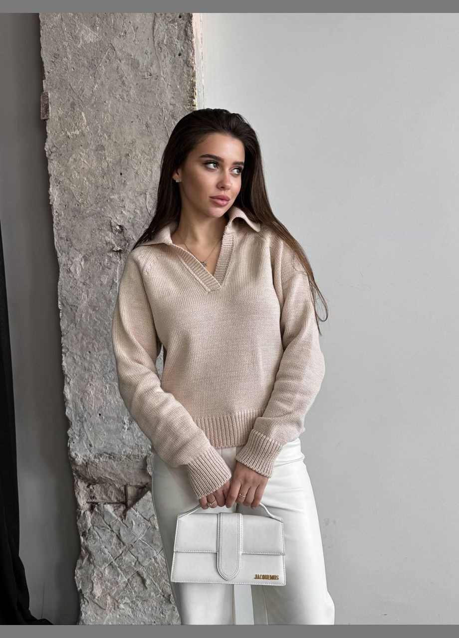 Женский свитер-поло цвет светло-бежевый р.42/46 450417 New Trend (282932941)