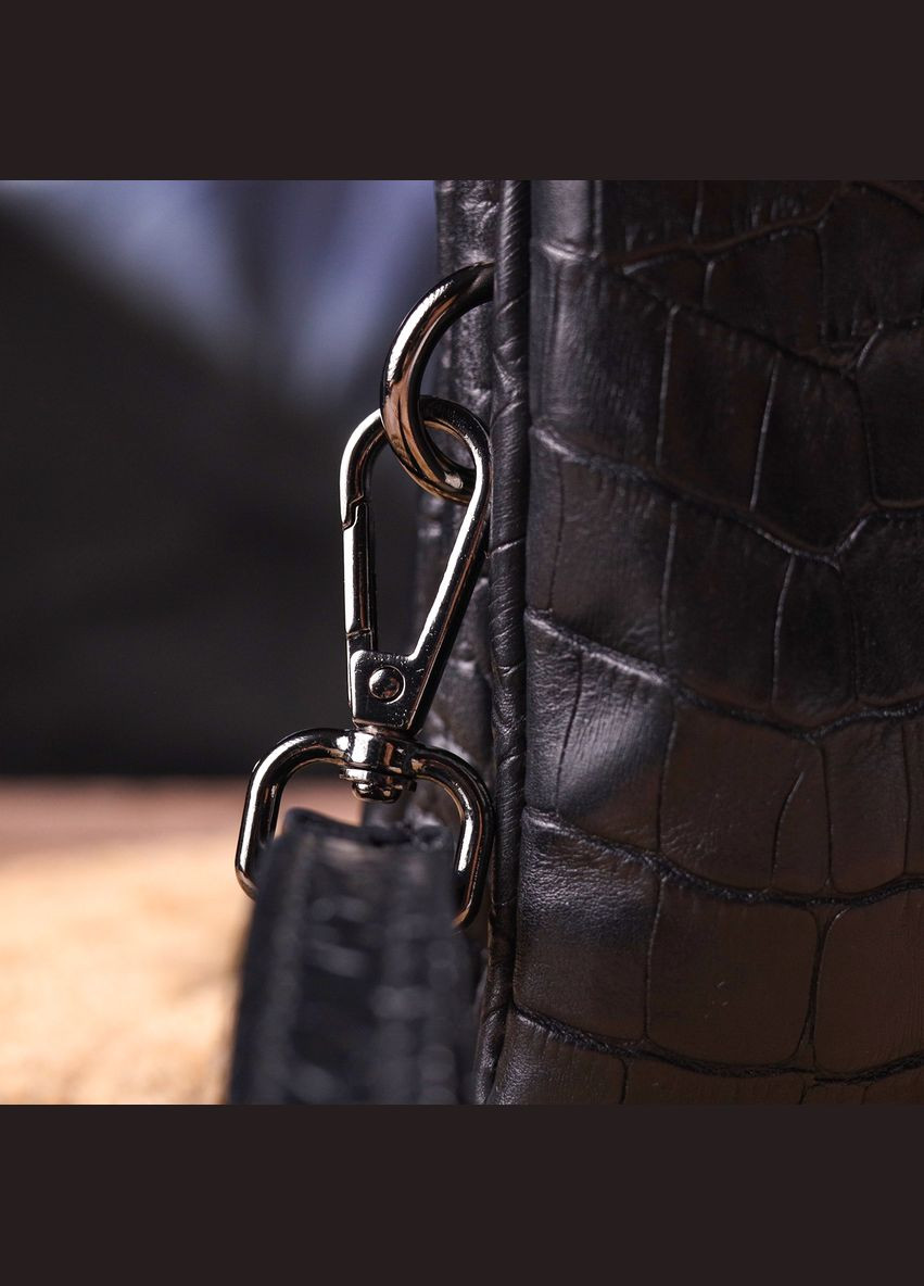 Клатч для чоловіків із натуральної шкіри з тисненням під крокодила на блискавці чорний (sku_21556) No Brand (328922778)