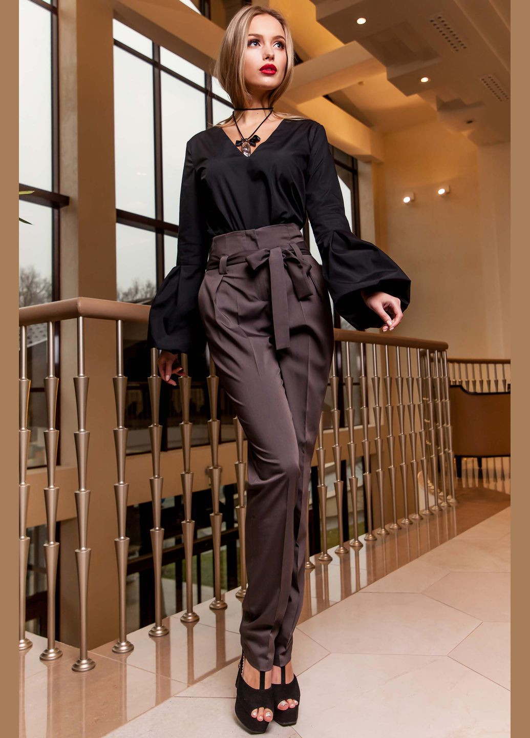 Стильные брюки на высокой талии с поясом Jadone Fashion (278620907)