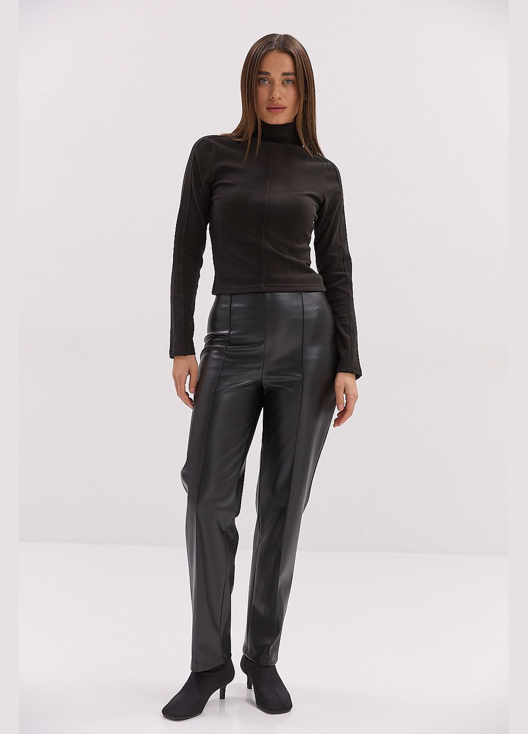 Женские кожаные брюки с защелками черные Arjen (317233820)