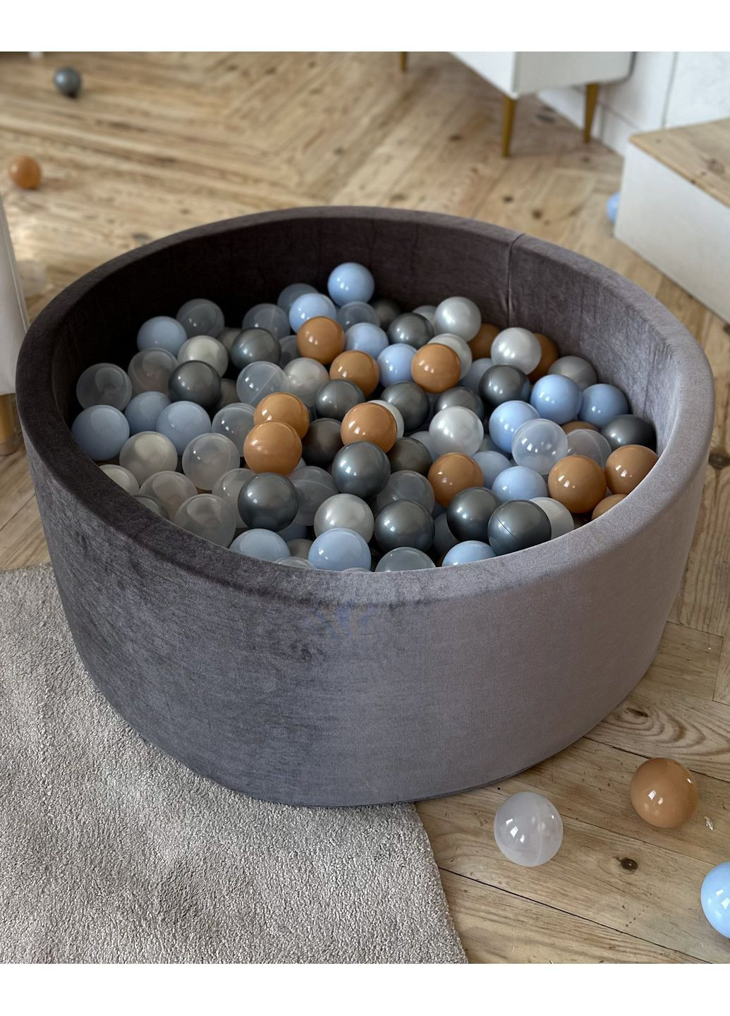 Сухий Басейн з 300 кульками з оксамиту (велюр) сірий JoyfulKids (369965042)