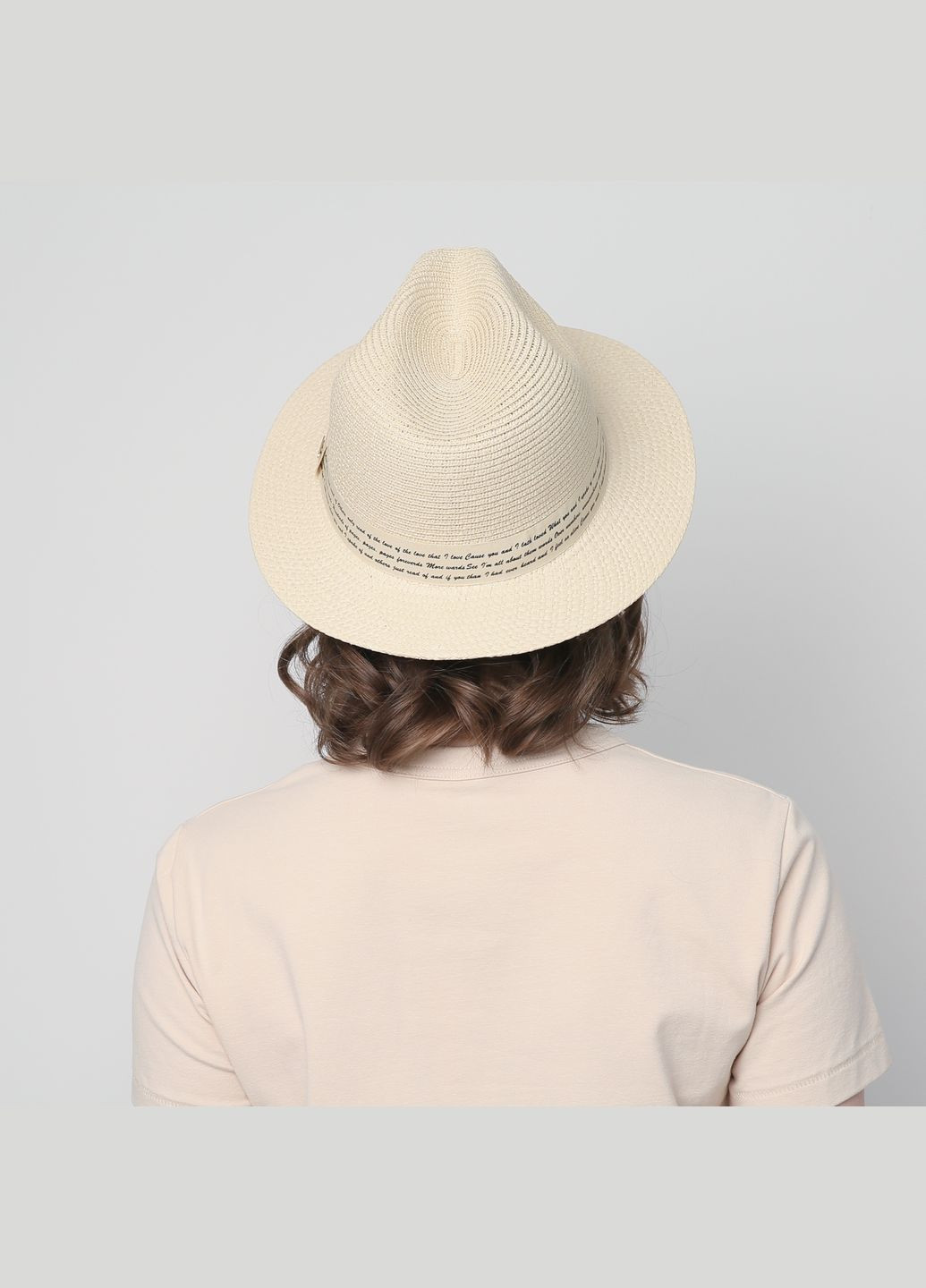 Шляпа федора женская бумага бежевая WENDY LuckyLOOK 817-754 (289478394)