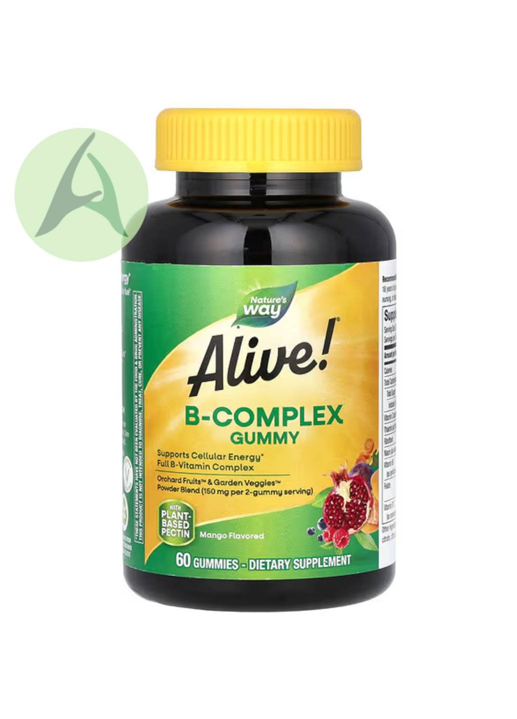 Alive!, повний комплекс вітамінів групи B, смак манго, 60 жувальних таблеток Nature's Way (370135440)