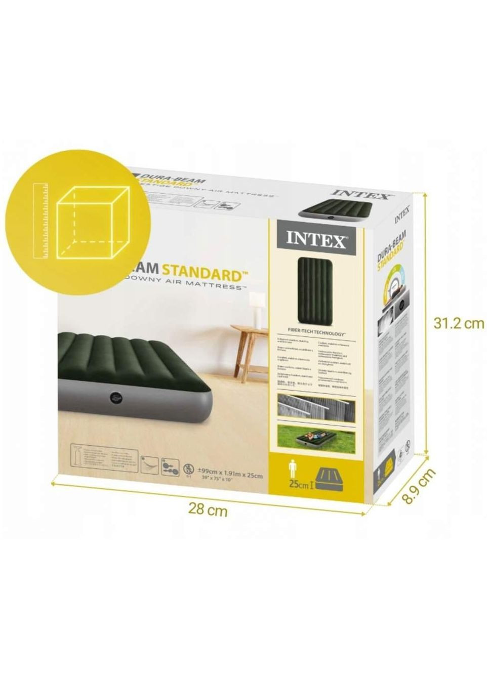 Надувной матрас 191 x 99 x 25 см. 64107 PRESTIGE DOWNY Intex (346490524)