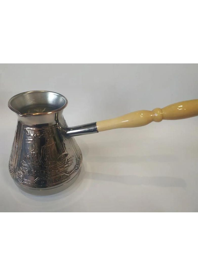 Медная турка Фрегат 750 мл для кофе с гравировкой кофейник с деревянной ручкой S&T (368980431)