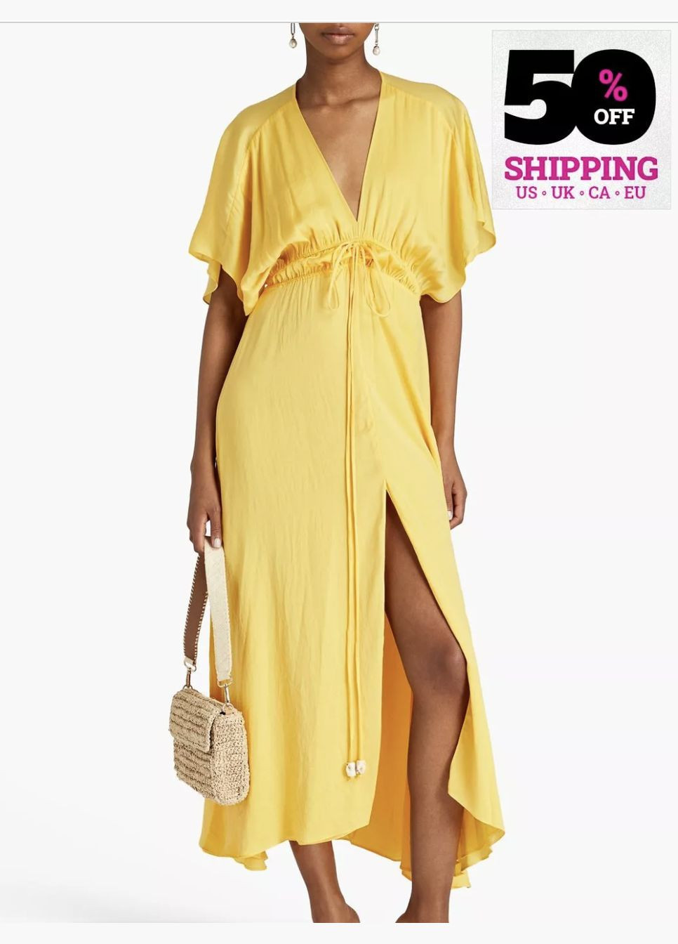 Жовтий святковий, коктейльна, домашній, пляжна, карнавальний, відвертий, повсякденний, кежуал, вечірня стильна пляжна сукня сукня-комбінація, в грецькому стилі, з відкритою спиною, силуетна Maje