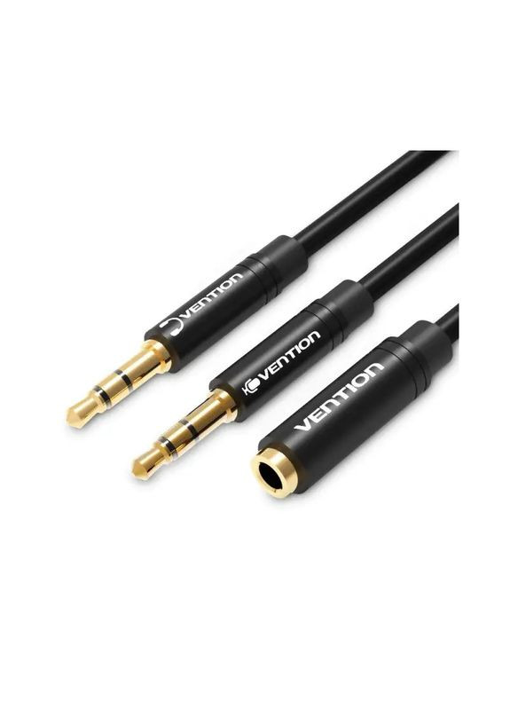 Кабель 3.5 мм - 2х3.5 мм (M/F), 1 м, Black + OMTP-CTIA (BHDBF) Vention (336952137)
