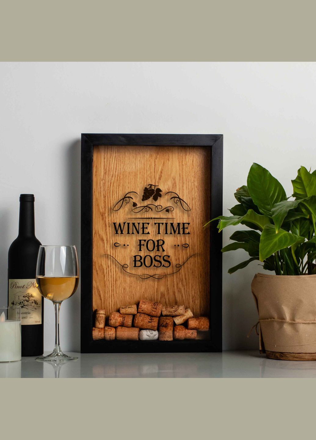 Копілка для винних корків "Wine time for boss" (BDvin-16) black-brown BeriDari (269992558)