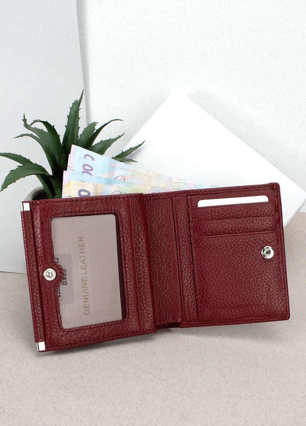 Жіночий шкіряний гаманець Classic 8848A-15 маленький темно-червоний Fernando (280932699)