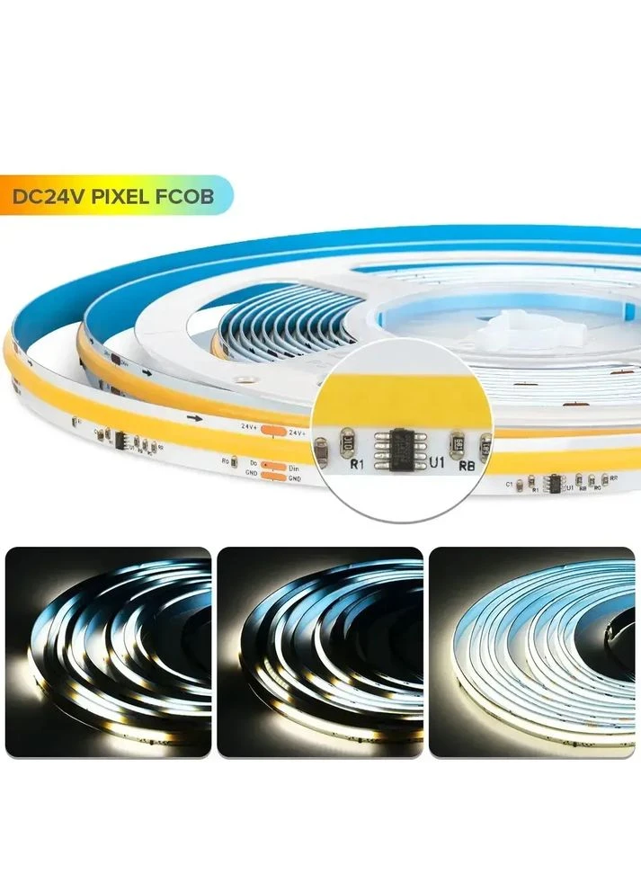 Світлодіодна LED стрічка Бегуча хвиля COB 24v 360led/m ip20 Білий Rovus (395280595)