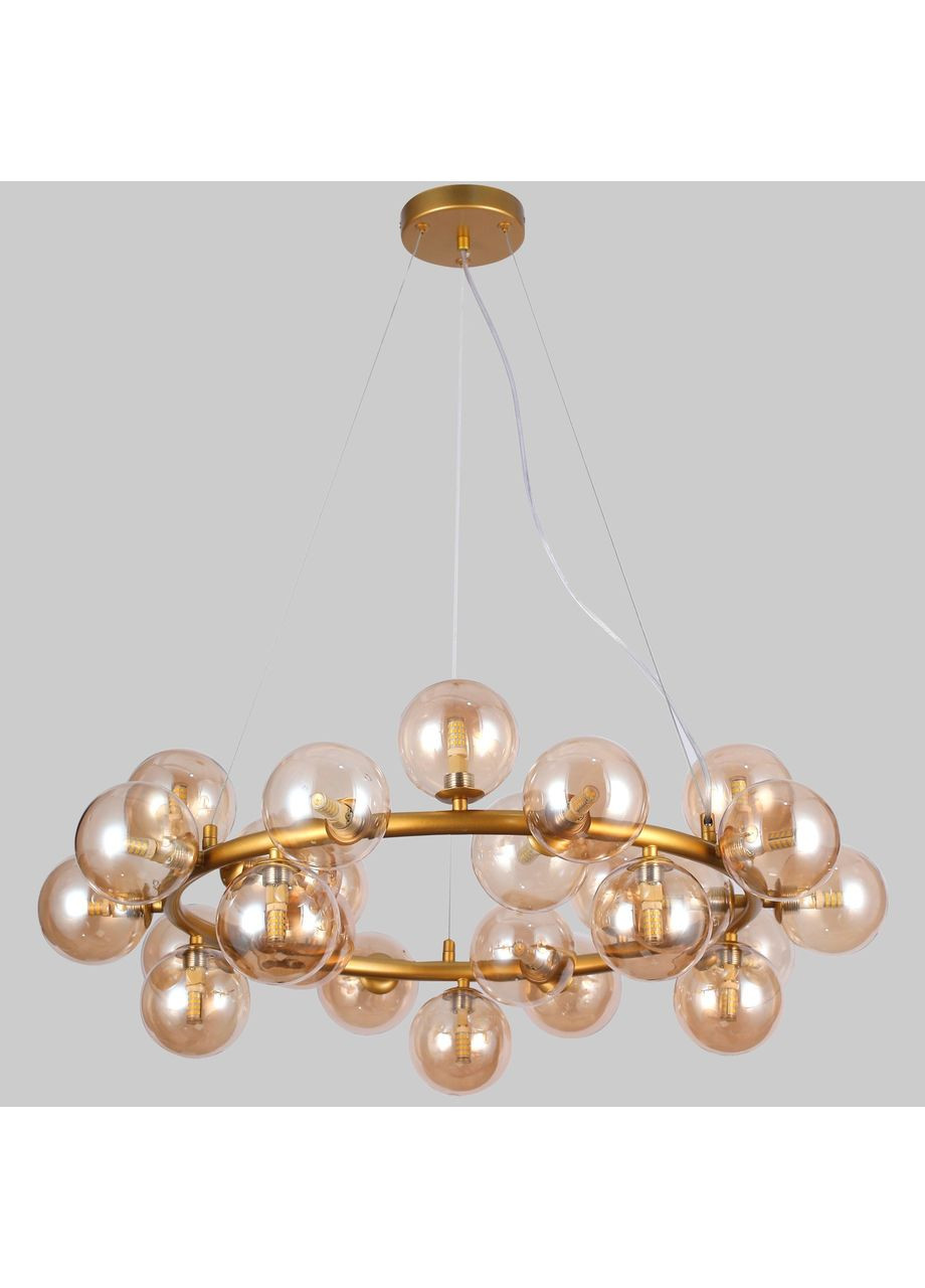 Бронзовая круглая люстра на 25 ламп с кофейными плафонами (84-1019-25 DDG+BR) No Brand (370072364)