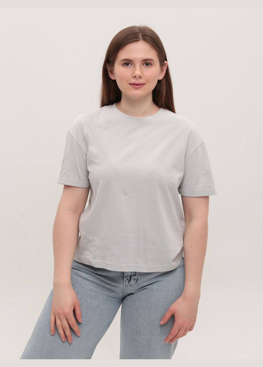 Футболка жіноча світло-сіра пряма укорочена Whitney Пряма - (328000586)