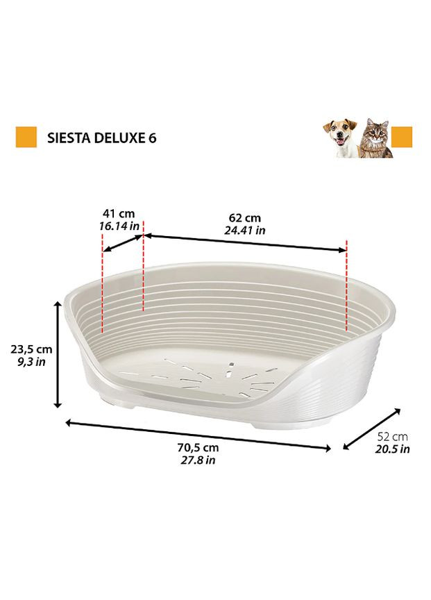Лежак пластиковий для собак та котів Siesta Deluxe 6 70.5х52х23.5 см сірий 70206947 Ferplast (269341630)