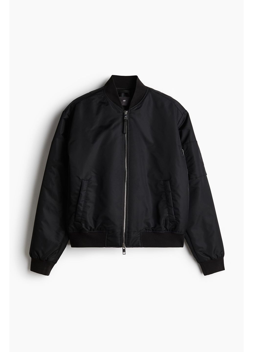 Чорна демісезонна куртка-бомбер весняно-осіння H&M