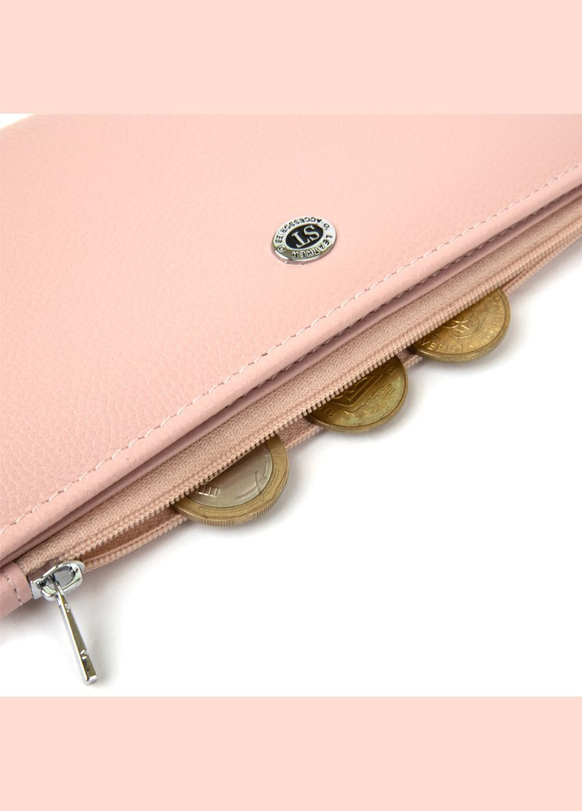 Женский кошелек из натуральной кожи с монетницей  19383 Розовый st leather (306881521)