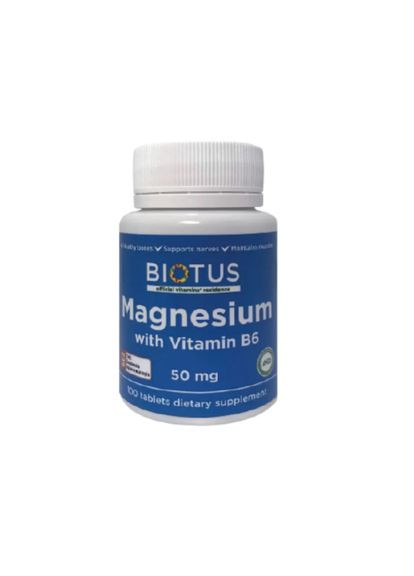 Магній и вітамін В6, Magnesium with Vitamin B6,, 100 таблеток (BIO530210) Biotus (266039115)