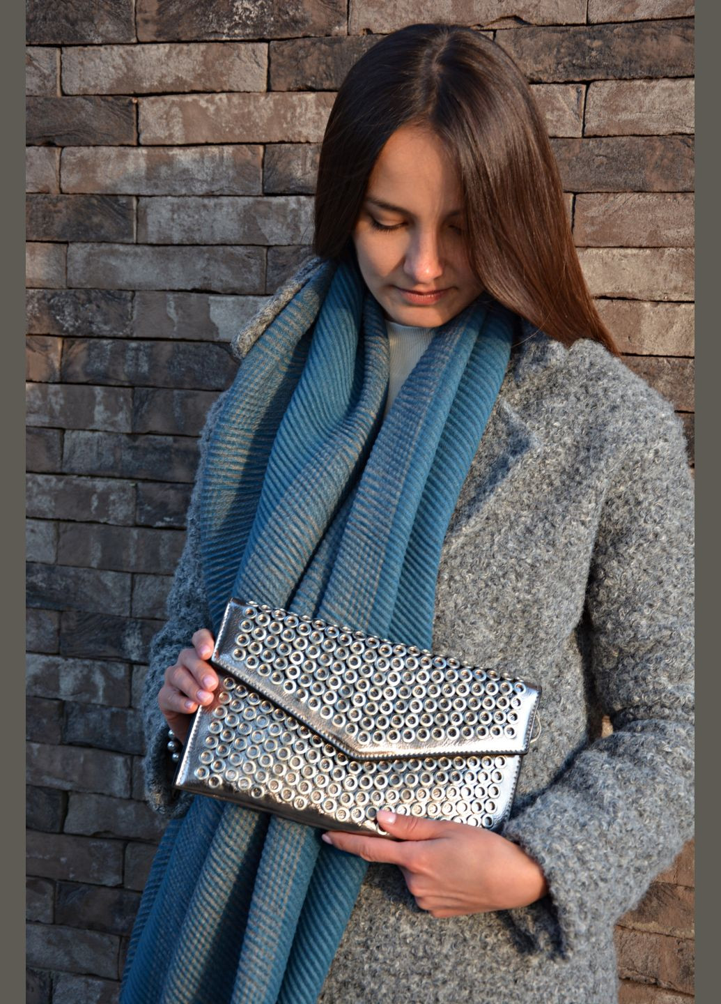 -конверт на цепочке серебристый Sincera Клатч (339870009)