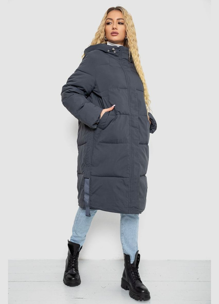 Сіро-синя зимня пуховик жіночий зимовий Ager 243R8810