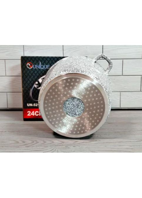 Кастрюля котел 6,2 л/24*16 см UN-5219 с гранитным антипригарным покрытием и крышкой. Unique (362376045)