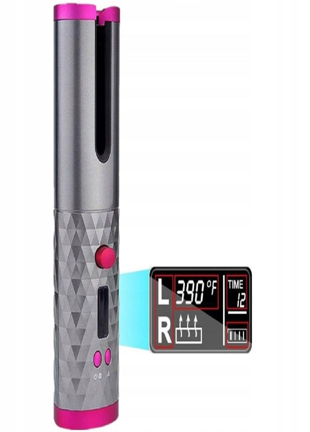 Плойка для завивки волосся акумуляторна YX-801 з РК-дисплеєм та зарядкою від USB Сірий VTech (302311145)