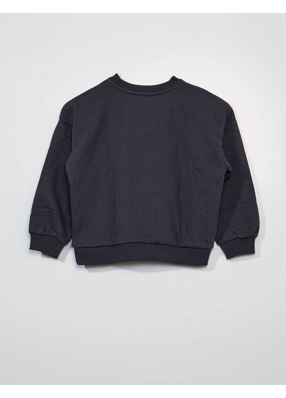 Kiabi свитшот флис,темно-серый с принтом, темно-серый