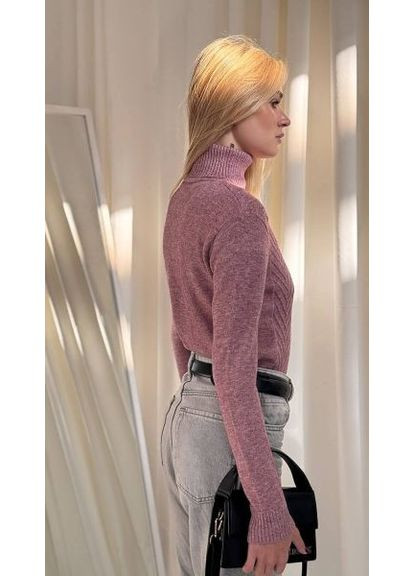 Розовый демисезонный гольф женский, с узором ромбы (арт. 850) No Brand