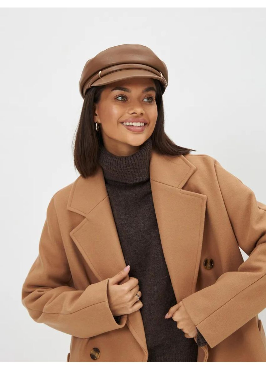 Жіночий картуз, кепка капітанка зі шкірозамінника CAPITAINE чорна No Brand (369043915)