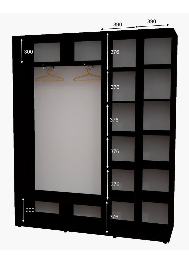 Шафа-купе дводверна 200*45*230 Венге магія Дзеркало/Дзеркало з піскострумним малюнком Алекса (360465739)