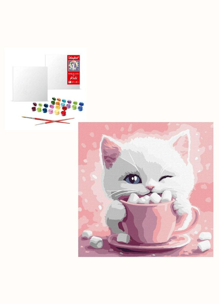 Набір для розпису по номерах "Какао для котика (картина № 3)" 30х30см Ідейка (332945031)