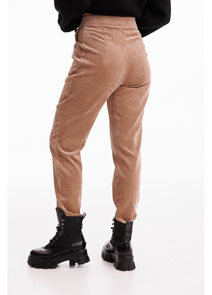 Жіночі вельветові штани темно-бежеві з асиметричним поясом Arjen (353305974)